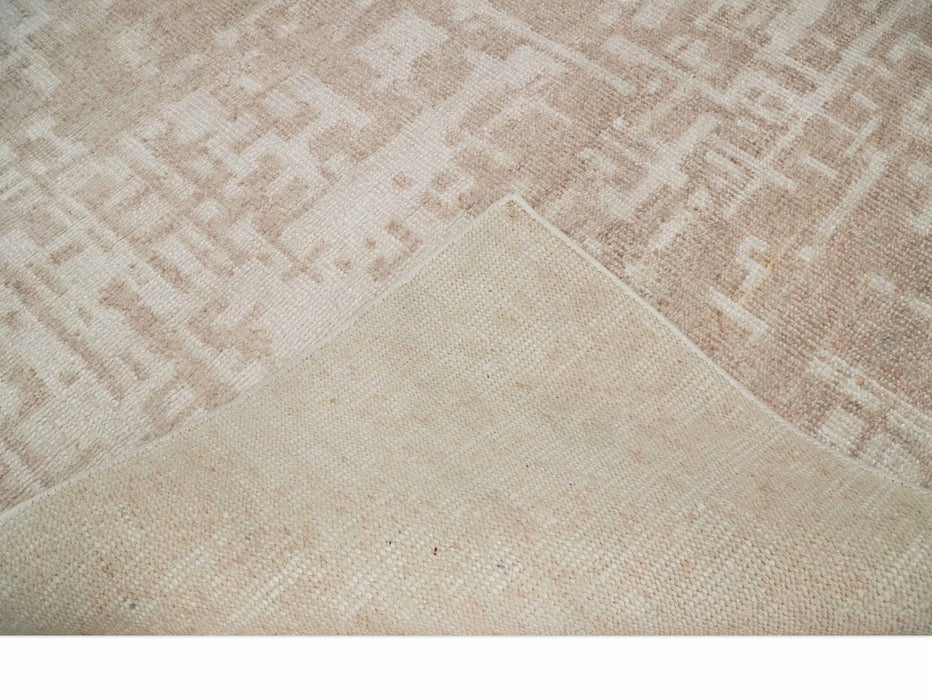 5x8 Hand Knotted Tan and Ivory Modern Abstract Contemporary Recycled Silk Area Rug