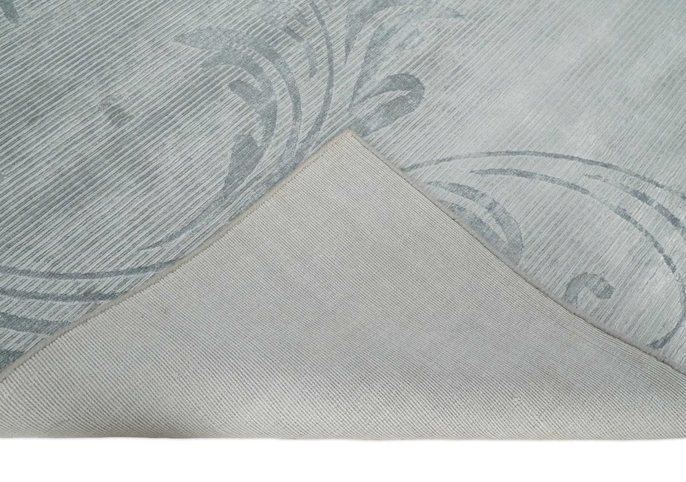 5x8 Hand Woven Silver and Gray Modern Floral Art Silk Rug