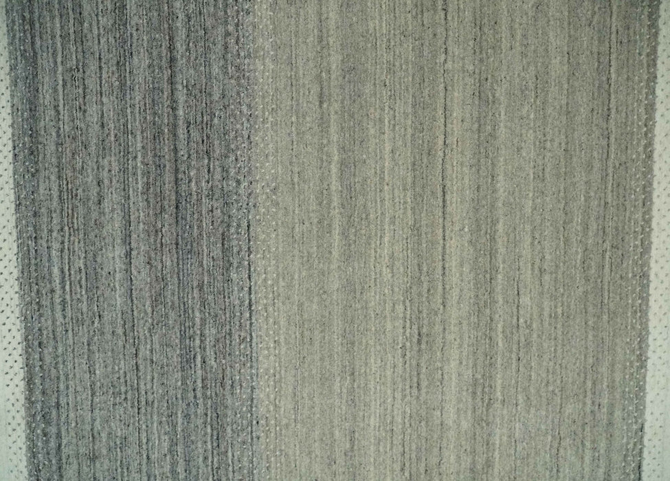 5x8 Ivory, Gray and Black Striped Wool Hand Woven Southwestern Gabbeh Rug | KNT18