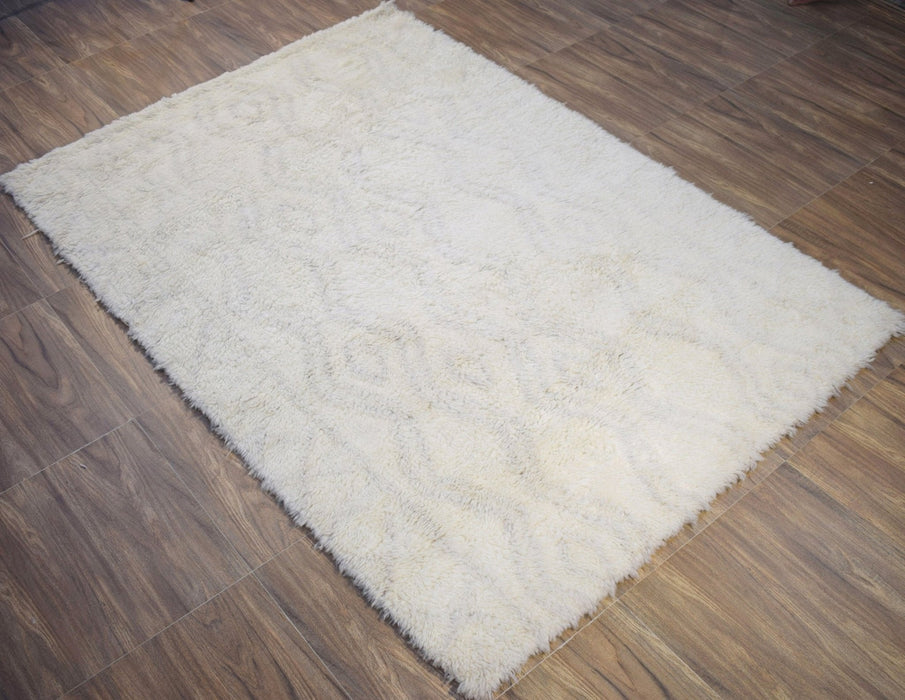 Silver and Charcoal 5X8 Rug Modern Handmade New Zealand Wool Area Rug  | TRD172158