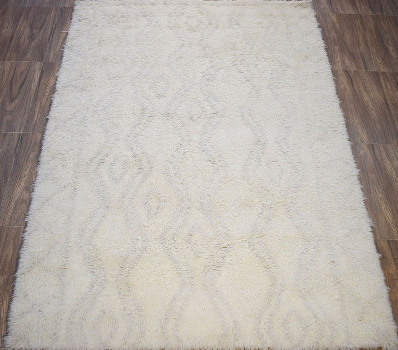 Silver and Charcoal 5X8 Rug Modern Handmade New Zealand Wool Area Rug  | TRD172158