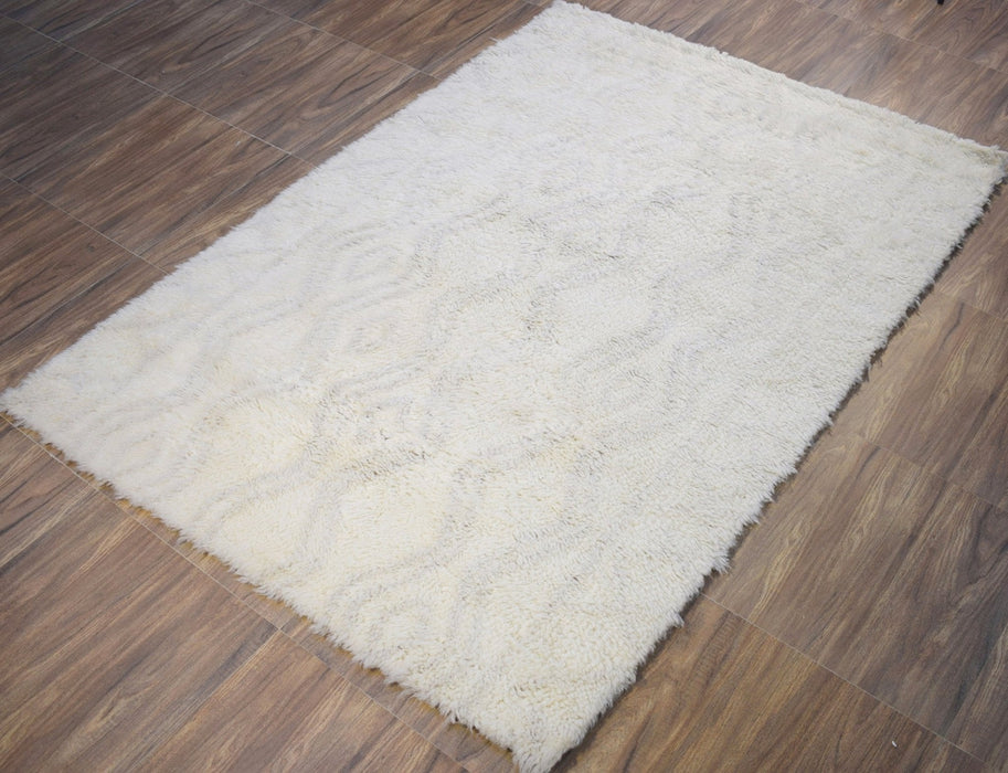 Silver and Charcoal 5X8 Rug Modern Handmade New Zealand Wool Area Rug  | TRD172158