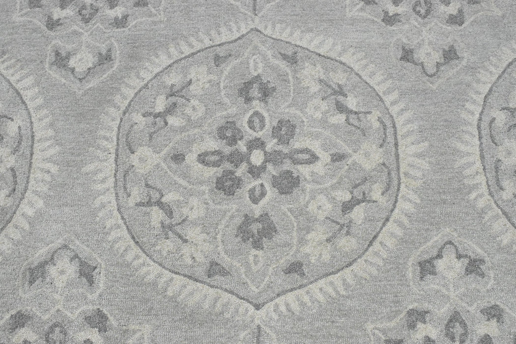 Traditional Silver and Gray Hand Tufted 5x8 Wool Area Rug