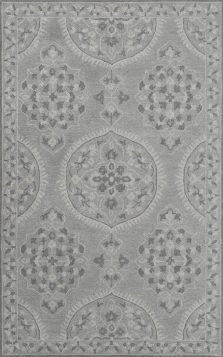 Traditional Silver and Gray Hand Tufted 5x8 Wool Area Rug