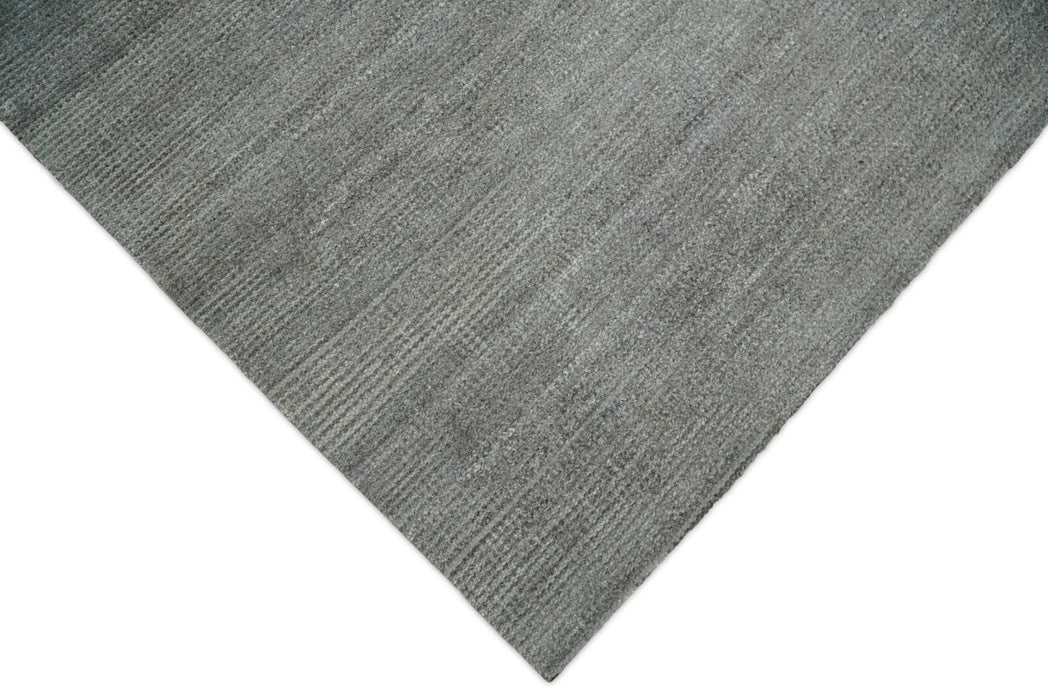 Modern Solid Gray Hand Woven 5x8 Wool and Viscose Rug