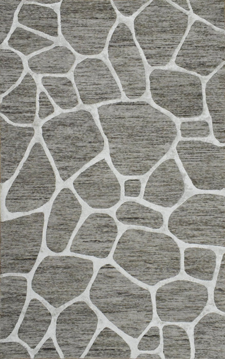 5x8 Handmade Geometrical Design Wool and Viscose Area Rug