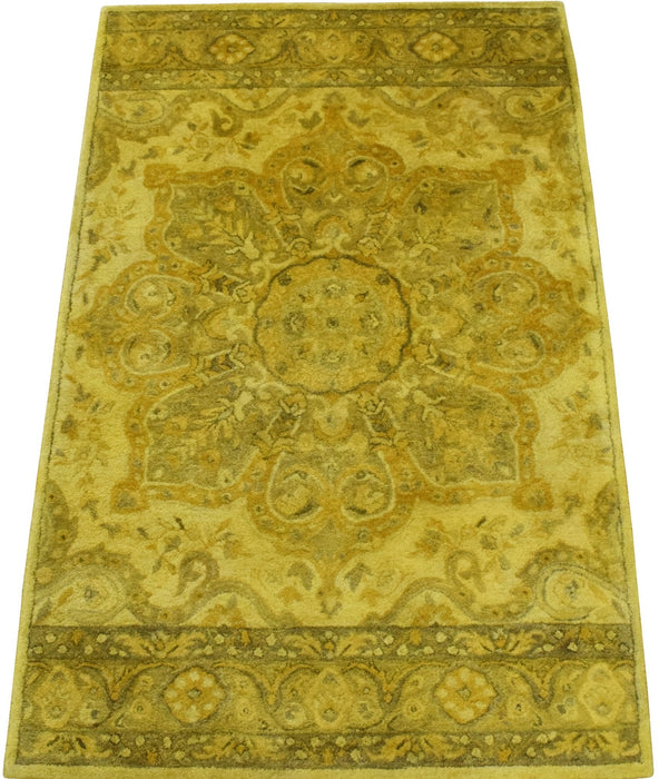 5x8 Gold Handmade Overdyed Wool Area Rug