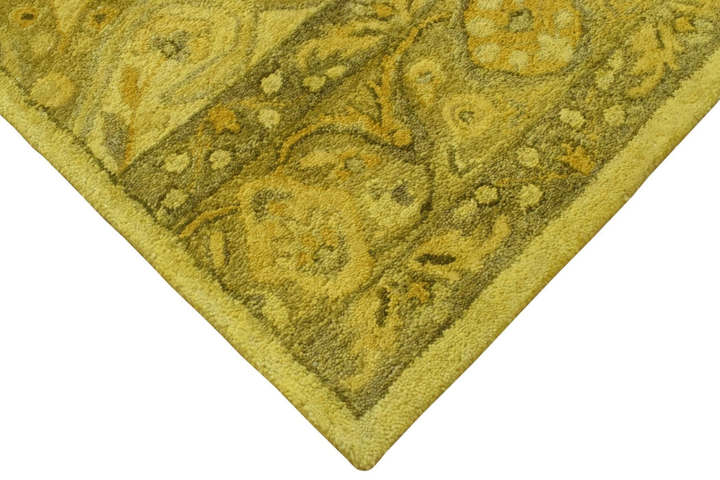 Gold Traditional Floral Design Hand Tufted Overdyed Wool Area Rug