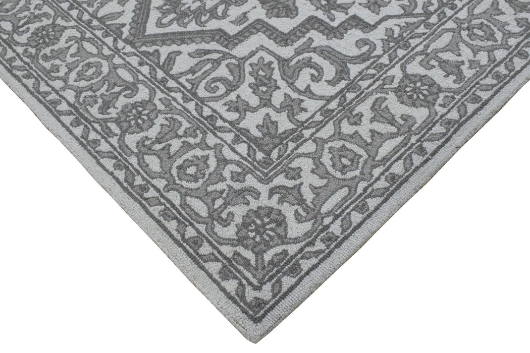 Gray and Silver Traditional Design Hand Tufted 5x8 Wool Area Rug