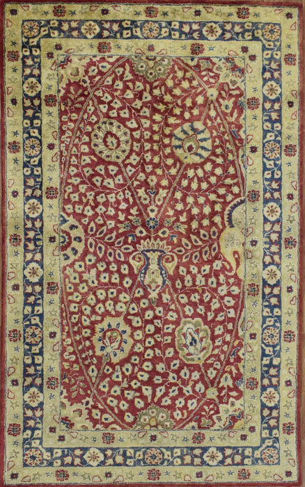 Traditional Red and Gold Hand Tufted 5x8 Wool Area Rug