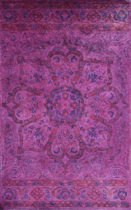 3x5, 5x8, 8x11 Pink Wine and Blue Overdyed Classic Wool Area Rug