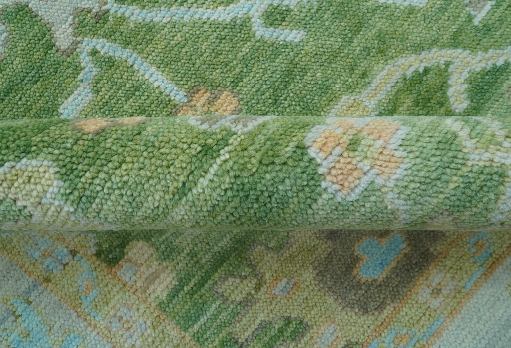 Custom Made Antique Green Traditional Oushak Design Hand Knotted Wool Area Rug