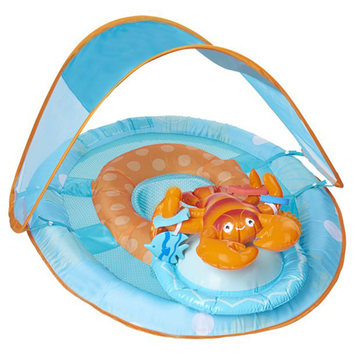 SwimWays Inflatable Baby Spring Pool Float Activity Center with Canopy, Lobster