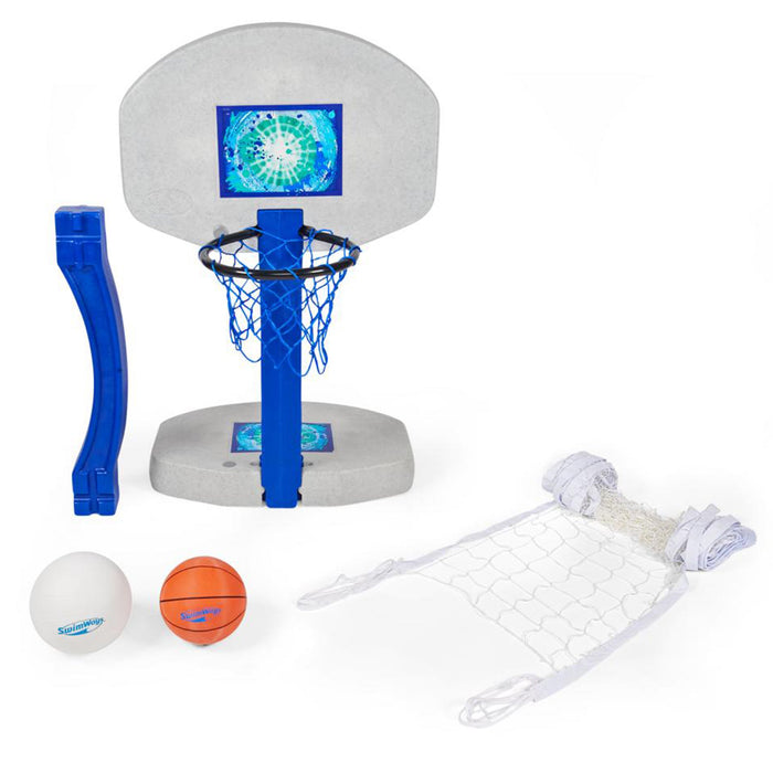 SwimWays 2-In-1 Volleyball and Basketball Swimming Poolside Water Game Set