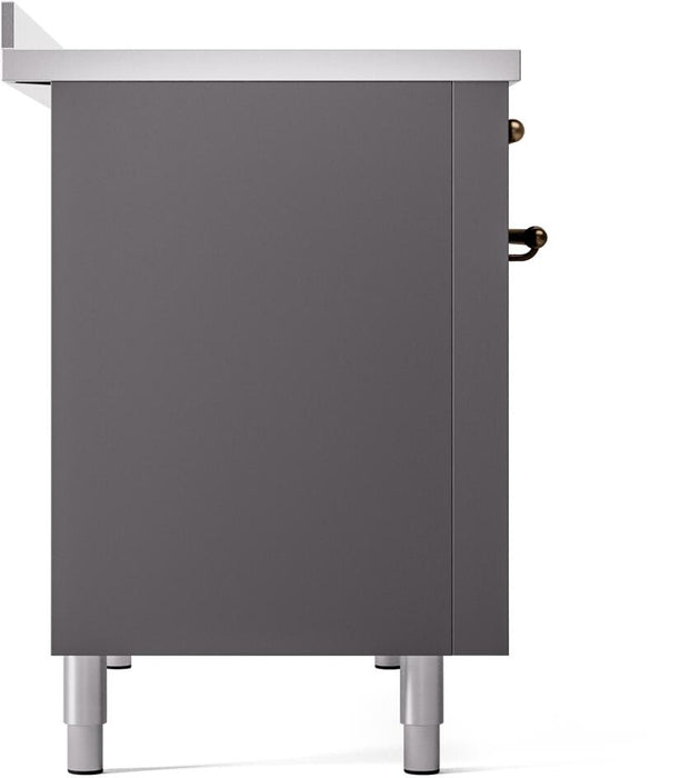 ILVE Nostalgie II 48" Induction Range with Element Stove and Electric Oven in Matte Graphite with Bronze Trim, UPI486NMPMGB