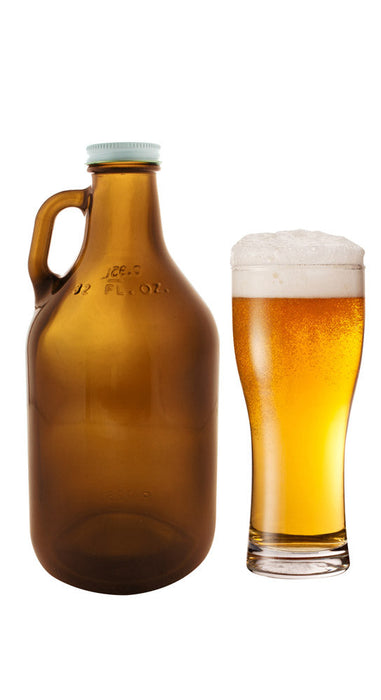 32 oz Amber Glass Mini Beer Growler