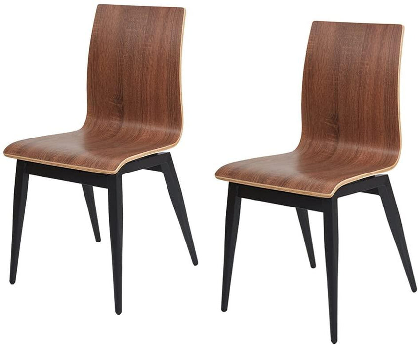 Set of 4 Modern Kitchen Chairs with Wooden Seat and Metal Legs Dining Side Chair, Brown