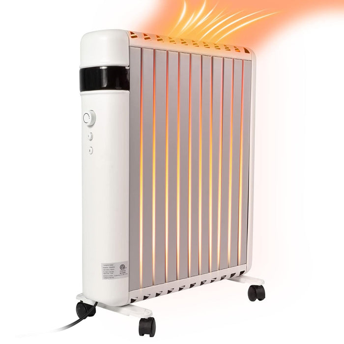 1500W Electric Space Heater with 2 Heat Modes and Movable Wheels Overheat Protection