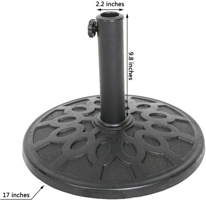 17" Umbrella Base Patio Outdoor Round Universal Stand Rust-Proof, Black