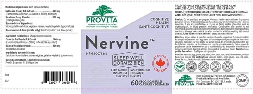 Provita Nervine Supplement - 60 Capsules