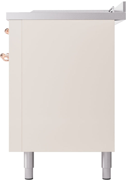 ILVE Nostalgie II 60" Dual Fuel Natural Gas Range in Antique White with Copper Trim, UP60FSNMPAWP