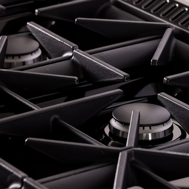 Kucht Gemstone Professional 36" 5.2 cu. ft. Natural Gas Range in Titanium Stainless Steel with Gold Accents, KEG363