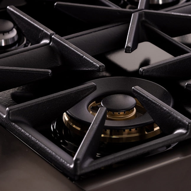 Kucht Gemstone Professional 36" 5.2 cu. ft. Natural Gas Range in Titanium Stainless Steel with Gold Accents, KEG363