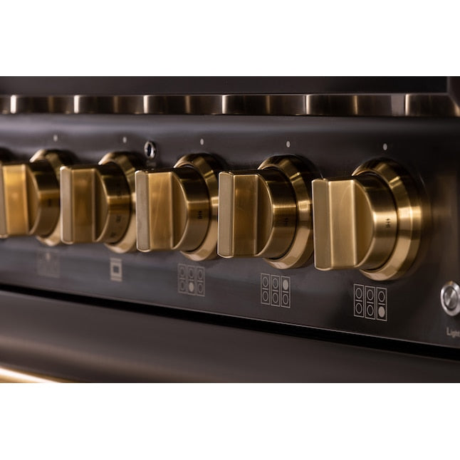 Kucht Gemstone Professional 30" 4.2 cu. ft. Natural Gas Range in Titanium Stainless Steel with Gold Accents, KEG303