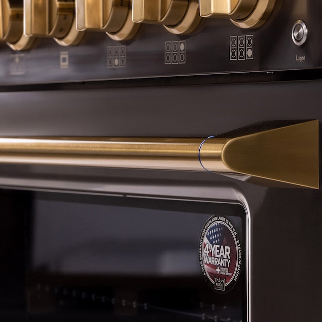 Kucht Gemstone Professional 30" 4.2 cu. ft. Natural Gas Range in Titanium Stainless Steel with Gold Accents, KEG303