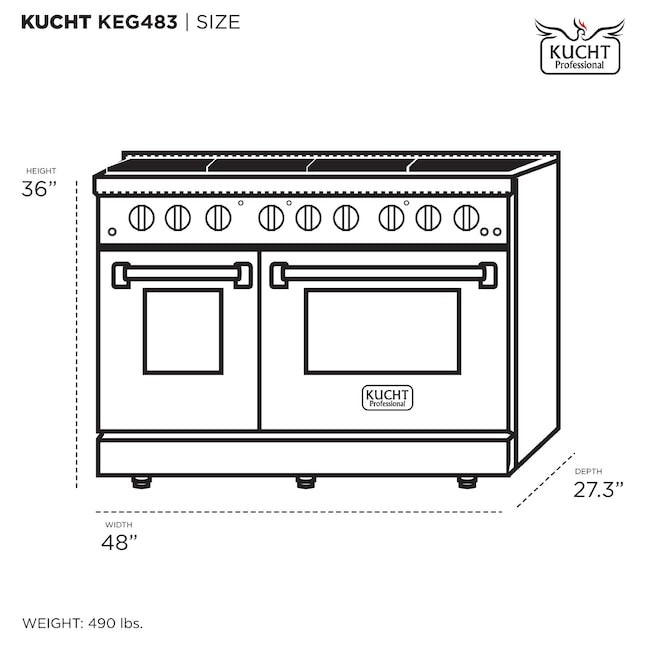Kucht Gemstone Professional 48" 6.7 cu. ft. Natural Gas Range in Titanium Stainless Steel with Gold Accents, KEG483