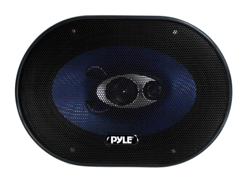 Pyle PL683BL 6x8" 360 Watt 3-Way Car Coaxial Audio Speakers Stereo, Blue (Pair)