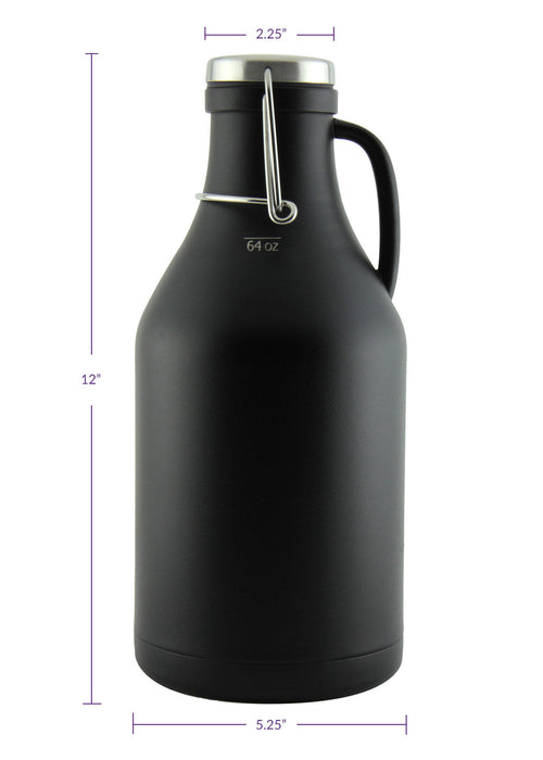 64-oz. Black Beer Growler with 2 16-oz. Stainless Steel Pint Glasses