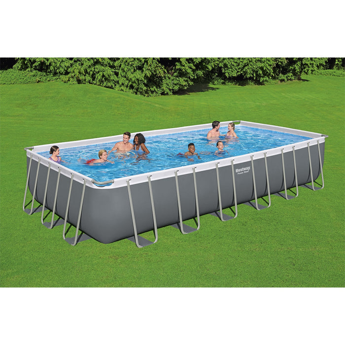 Bestway 24ft x 12ft x 52in Rectangular Frame Family Swimming Pool & Test Kit