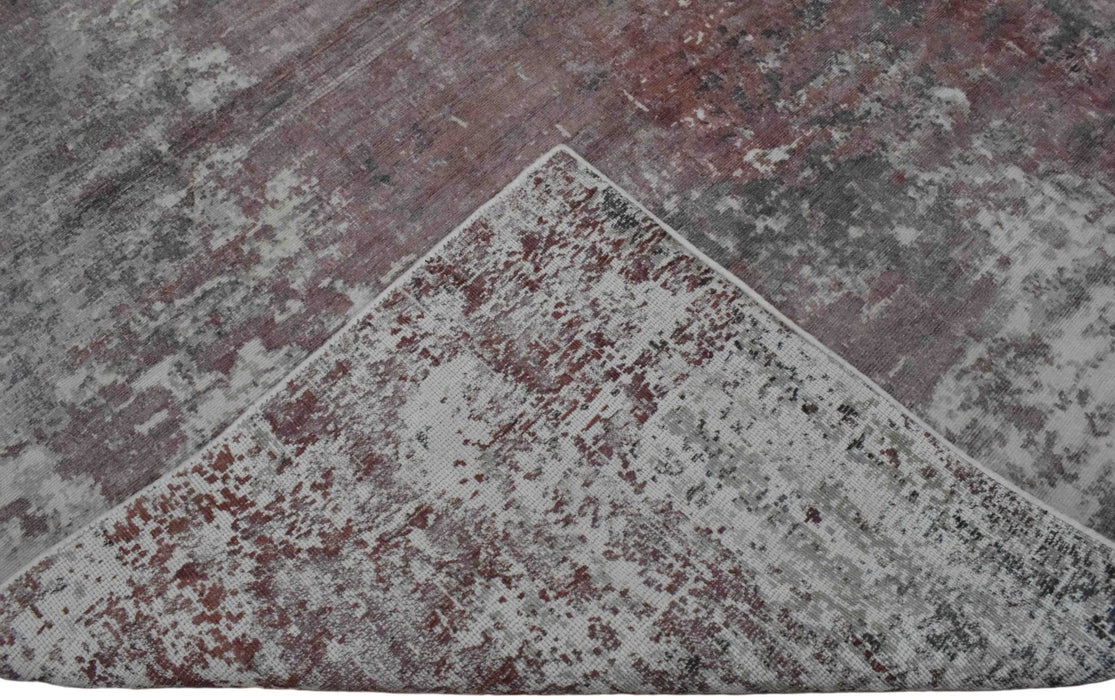 Handmade 6.6x8 Rug, Abstract Red and Gray Rug made with Viscose Art Silk | TRD0079AR668