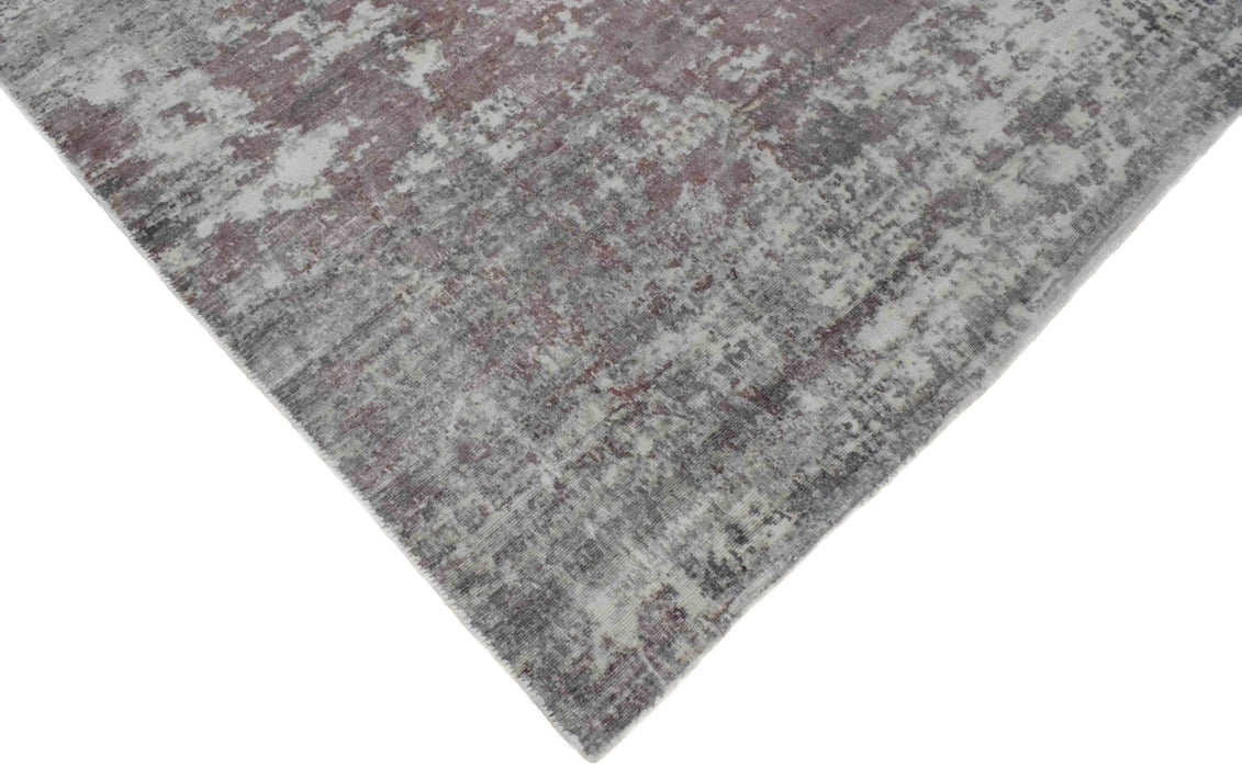 Handmade 6.6x8 Rug, Abstract Red and Gray Rug made with Viscose Art Silk | TRD0079AR668