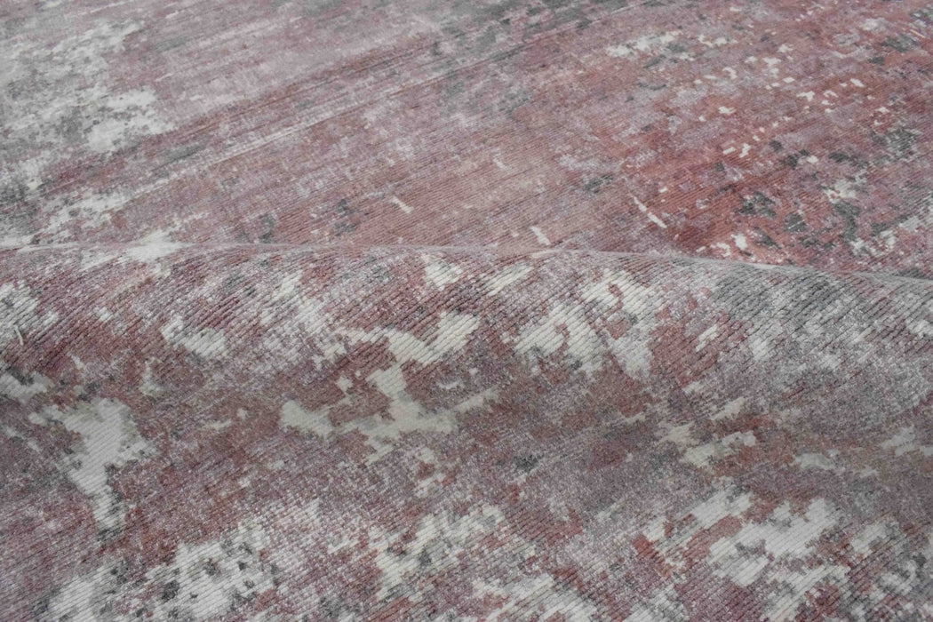 Handmade 6.6x8 Rug, Abstract Red and Gray Rug made with Viscose Art Silk | TRD0079AR668