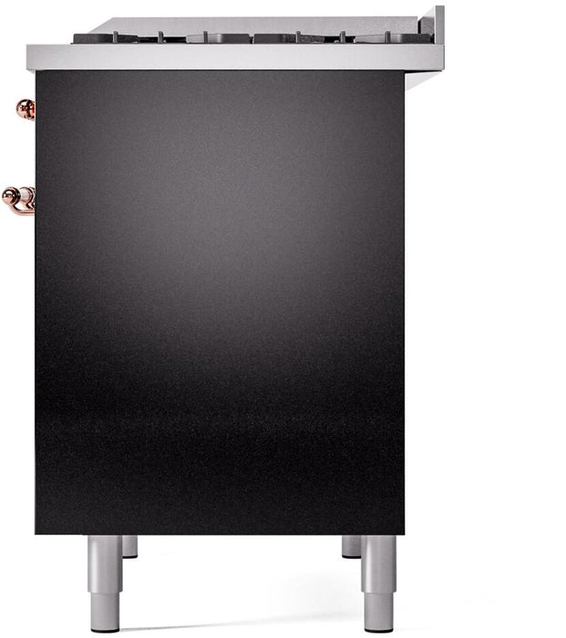 ILVE Nostalgie II 40" Dual Fuel Propane Gas Range in Black with Copper Trim, UPD40FNMPBKPLP