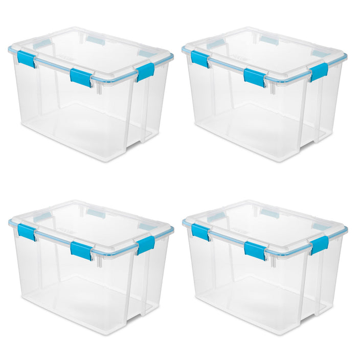 Sterilite 80-Qt Clear Plastic Stackable Storage Bin w/ Gasket Latch Lid, 12 Pack