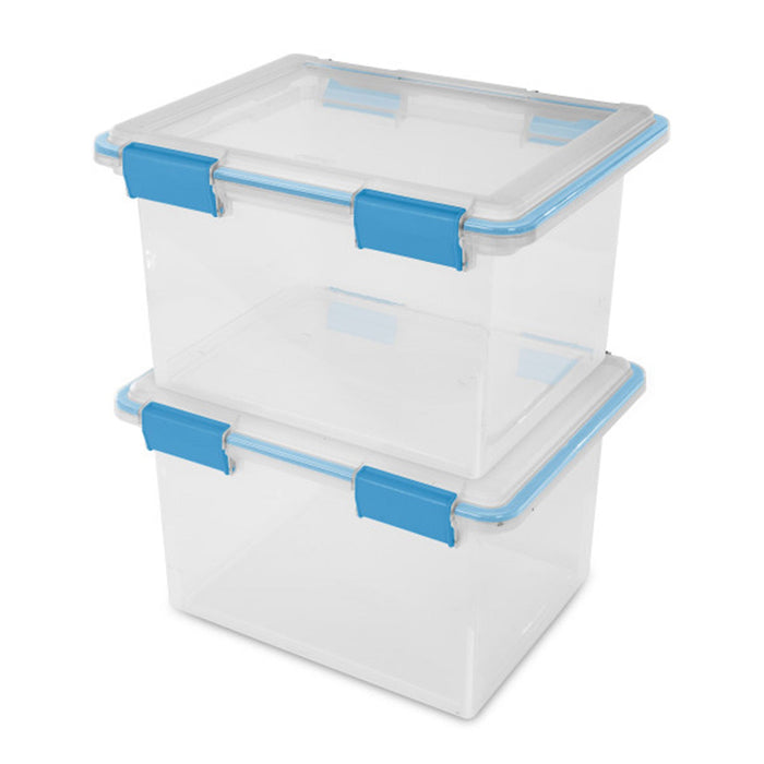 Sterilite 32 Quart Clear Stacking Storage Container with Gasket Lid, 12 Pack