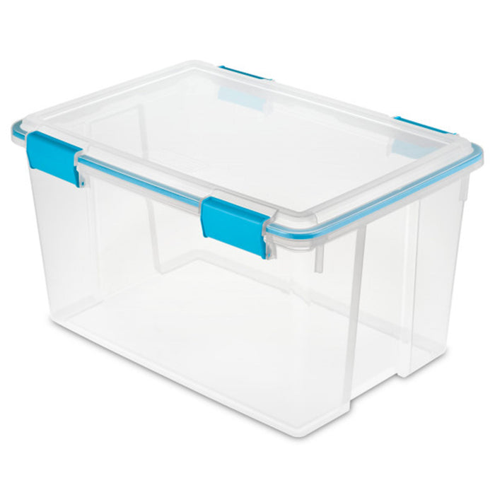 Sterilite 54-Qt Clear Plastic Stackable Storage Bin w/ Gasket Latch Lid, 8 Pack