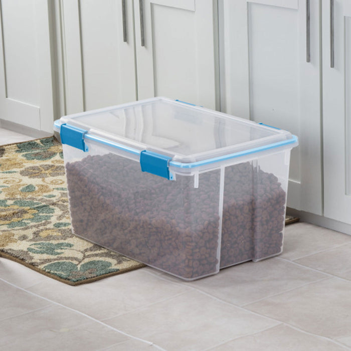 Sterilite 54-Qt Clear Plastic Stackable Storage Bin w/ Gasket Latch Lid, 16 Pack