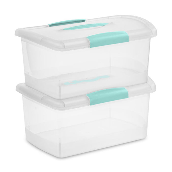 Sterilite Medium Nesting ShowOffs, Stackable Storage Bin with Latch Lid, 18 Pack