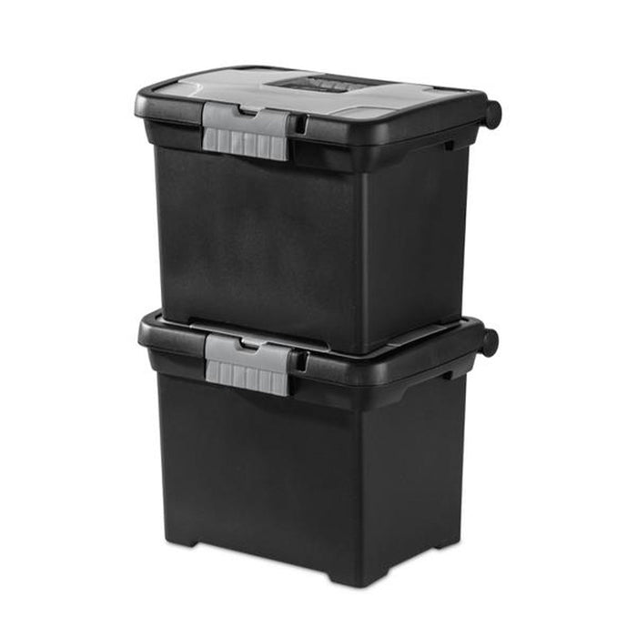 Sterilite Portable Lockable File Box w/ Extra Compartment & Handle (4 Pack)