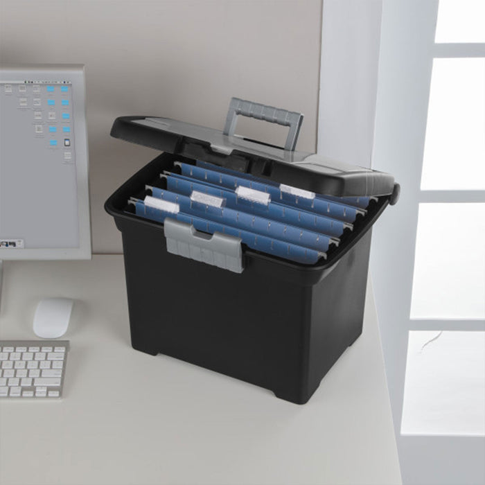 Sterilite Portable Lockable File Box Organizer with Handle (12 Pack)