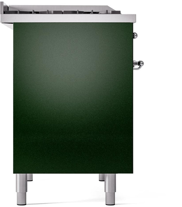 ILVE Nostalgie II 40" Dual Fuel Propane Gas Range in Emerald Green with Chrome Trim, UPD40FNMPEGCLP