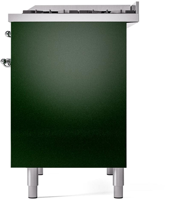 ILVE Nostalgie II 40" Dual Fuel Propane Gas Range in Emerald Green with Chrome Trim, UPD40FNMPEGCLP