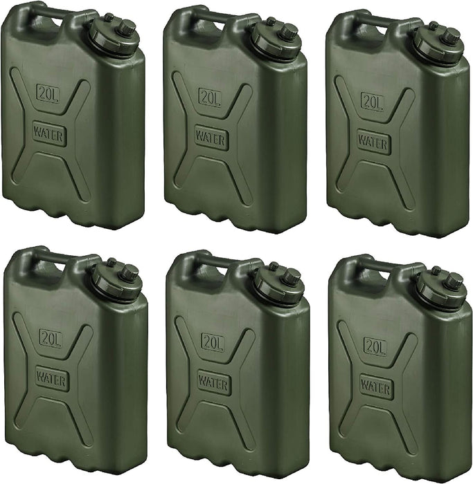 Scepter BPA Durable 5 Gallon 20 Liter Portable Water Storage Container, Green (6 Pack)