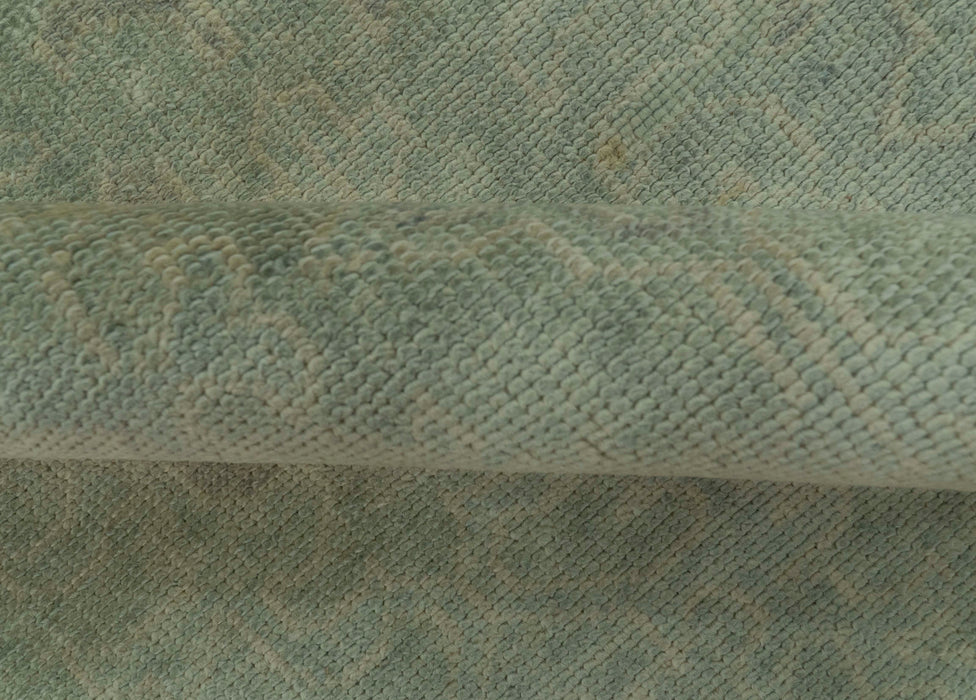 Traditional Turkish Fine Blue And Beige 9.7x12 Hand Knotted Wool Rug