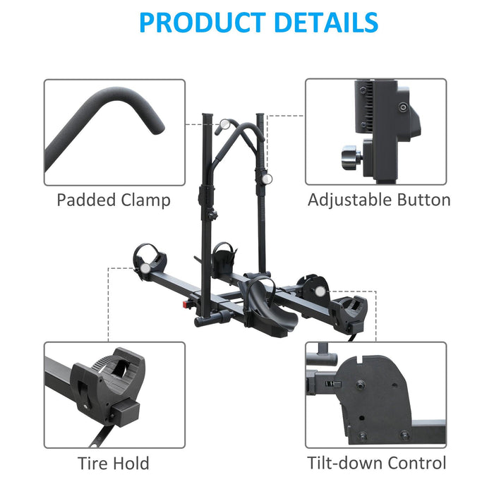 Platform Style Hitch Mount Bike Rack for 2 Bikes Carrier for Car SUV with 2" Hitch Receiver