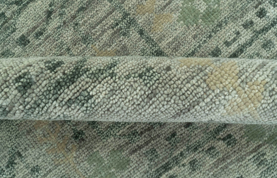 Custom Made Rug Modern Transitional Design Beige And Green Hand Knotted wool
